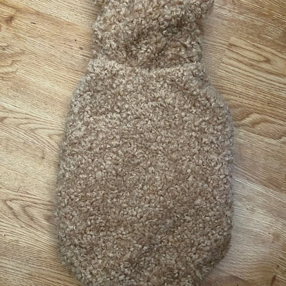 Top Paw Sherpa Dog Jacket M | Brown Fleece Coat for Medium Dogs